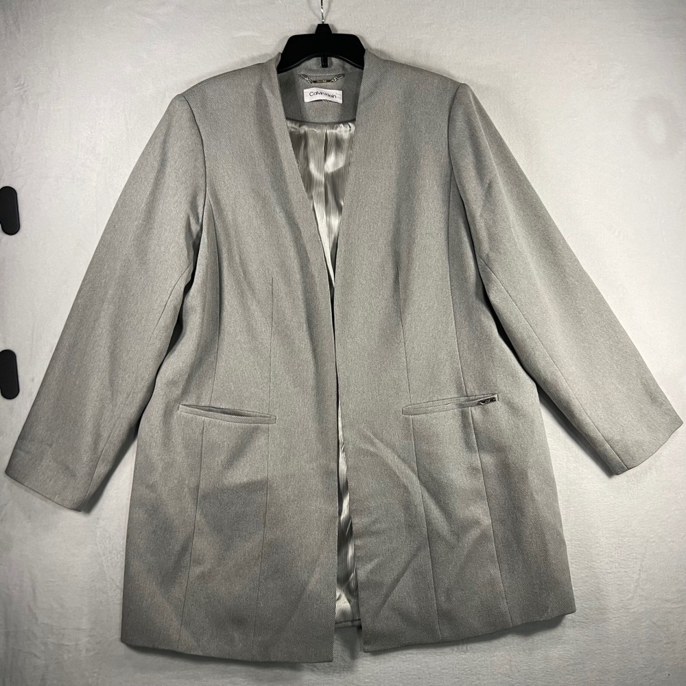 Calvin Klein Women's Gray Open Front Blazer Jacket Pants Suit‎ Set